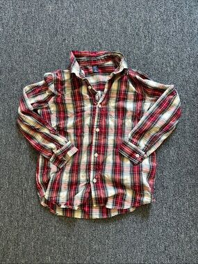 GAP Red Cream Plaid Cotton Button-Down Shirt